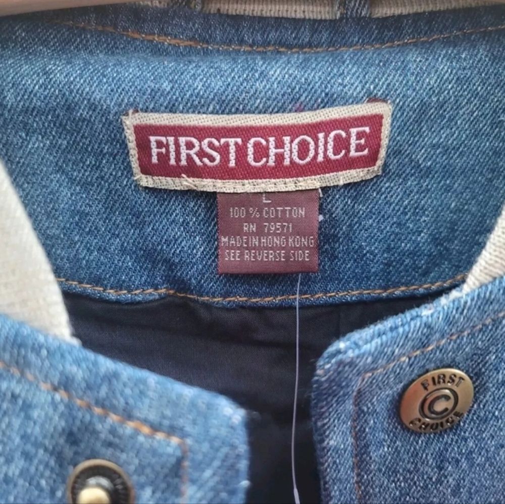 VNTG First Choice NWT Men's Premium Denim Varsity Bomber Jacket, Sizes M, L - Picture 5 of 16